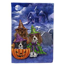 28 x 0.01 x 40 in. Cavalier Spaniel Halloween House Canvas House Flag