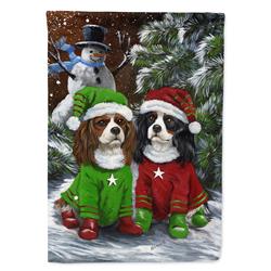28 x 0.01 x 40 in. Cavalier Spaniel Snowman Christmas Canvas House Flag