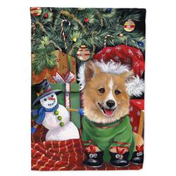 28 x 0.01 x 40 in. Corgi Under My Christmas Tree Canvas House Flag