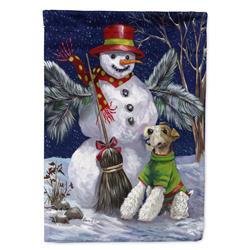 28 x 0.01 x 40 in. Fox Terrier Christmas Winter Fun Canvas House Flag