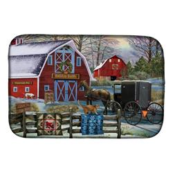 Picture of Carolines Treasures PTW2064DDM 14 x 21 in. Christmas Holiday Quilt Shop Barn Dish Drying Mat