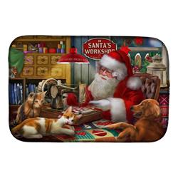 Picture of Carolines Treasures PTW2067DDM 14 x 21 in. Santas Workshop, Golden Retriever & Cats Dish Drying Mat