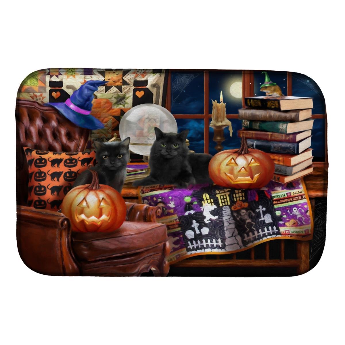 Picture of Carolines Treasures PTW2069DDM 14 x 21 in. Halloween Black Cats Our Favorite Time Dish Drying Mat