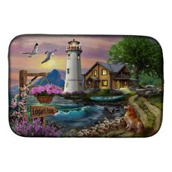 Picture of Carolines Treasures PTW2070DDM 14 x 21 in. Logans Pointe Lighthouse Golden Retriever Dish Drying Mat