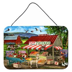 8 x 12 in. Produce Stand Yellow Lab & Cows Wall or Door Hanging Prints