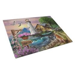 Logans Pointe Lighthouse Golden Retriever Glass Cutting Board - Large
