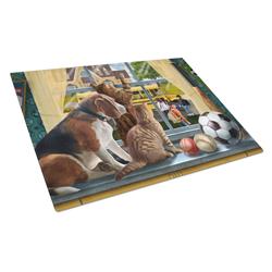 Beagle, Cats Back to School Glass Cutting Board - Large