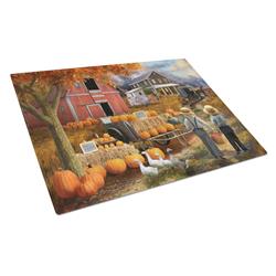 Fall Amish Pumpkin Stand Glass Cutting Board - Large