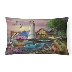 12 x 3 x 16 in. Logans Pointe Lighthouse Golden Retriever Canvas Fabric Decorative Pillow
