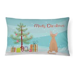 12 x 3 x 16 in. Devon Rex No.1 Cat Merry Christmas Canvas Fabric Decorative Pillow