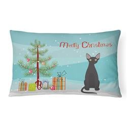 12 x 3 x 16 in. Devon Rex No.3 Cat Merry Christmas Canvas Fabric Decorative Pillow