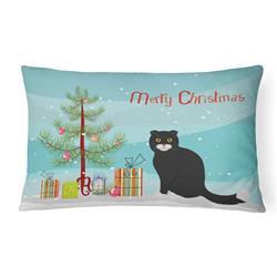 12 x 3 x 16 in. Foldex Exotic Fold No.2 Cat Merry Christmas Canvas Fabric Decorative Pillow