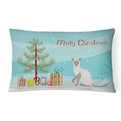12 x 3 x 16 in. Siamese Modern Cat Merry Christmas Canvas Fabric Decorative Pillow