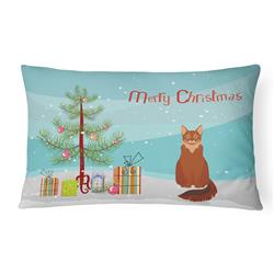 12 x 3 x 16 in. Somali Cat Merry Christmas Canvas Fabric Decorative Pillow