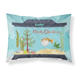30 x 0.15 x 20.5 in. Puffer Fish Merry Christmas Fabric Standard Pillowcase