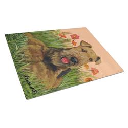 Airedale Terrier Poppies Glass Cutting Board - Large