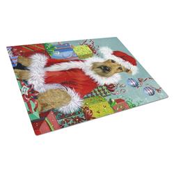 Airedale Santa Christmas Glass Cutting Board - Large