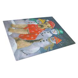 Airedale Snowpeople Christmas Glass Cutting Board - Large