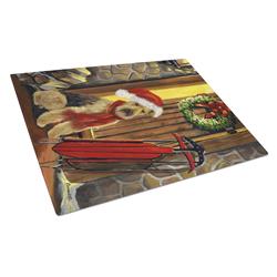 Airedale Welcome Home Christmas Glass Cutting Board - Large