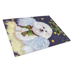 Bichon Frise Christmas Angel Glass Cutting Board - Large