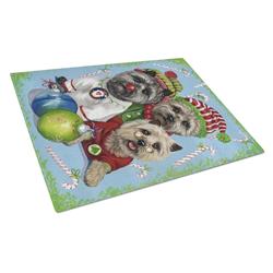 Cairn Terrier Christmas Elves Glass Cutting Board - Large