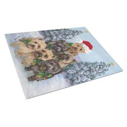 Cairn Terrier Christmas Family Tree Glass Cutting Board - Large