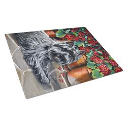 Cairn Terrier Geraniums Glass Cutting Board - Large
