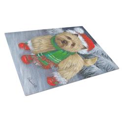 Cairn Terrier Christmas Red Boots Glass Cutting Board - Large