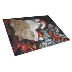 Cat Kitty Glitter Christmas Glass Cutting Board - Large