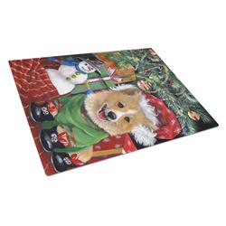 Corgi Under My Christmas Tree Glass Cutting Board - Large