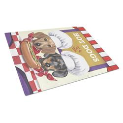 PPP3083LCB Dachshund Hot Dog Stand Glass Cutting Board - Large