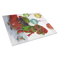 PPP3085LCB Dachshund Christmas Jingle Glass Cutting Board - Large