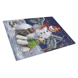 Fox Terrier Christmas Winter Fun Glass Cutting Board - Large