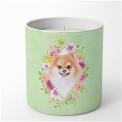 10 oz Pomeranian No.1 Green Flowers Decorative Soy Candle