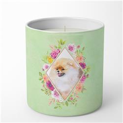 10 oz Pomeranian No.2 Green Flowers Decorative Soy Candle