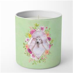 Picture of Carolines Treasures CK4331CDL 10 oz Standard White Poodle Green Flowers Decorative Soy Candle