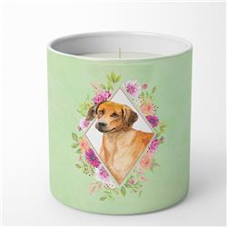 10 oz Rhodesian Ridgeback Green Flowers Decorative Soy Candle