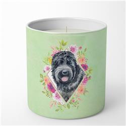 10 oz Russian Black Terrier Green Flowers Decorative Soy Candle