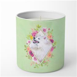 10 oz Samoyed Green Flowers Decorative Soy Candle