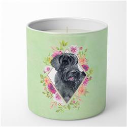10 oz Giant Schnauzer Green Flowers Decorative Soy Candle
