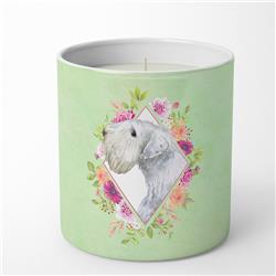 10 oz Sealyham Terrier Green Flowers Decorative Soy Candle