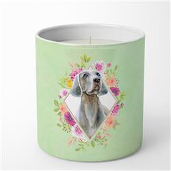 10 oz Weimaraner Green Flowers Decorative Soy Candle