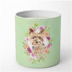 10 oz Yorkie Green Flowers Decorative Soy Candle
