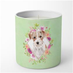 10 oz Jack Russell Terrier Green Flowers Decorative Soy Candle