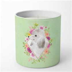 10 oz White Standard Poodle Green Flowers Decorative Soy Candle