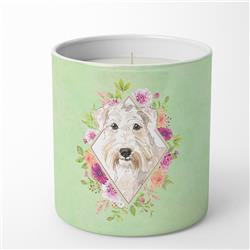 10 oz Wheaten Terrier Green Flowers Decorative Soy Candle