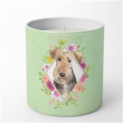 10 oz Airedale Terrier Green Flowers Decorative Soy Candle