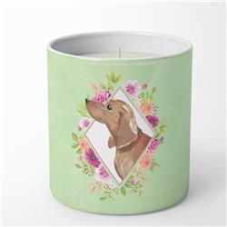 10 oz Dachshund Green Flowers Decorative Soy Candle
