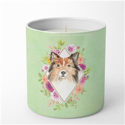 10 oz Sheltie Green Flowers Decorative Soy Candle