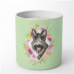 10 oz Scottish Terrier Green Flowers Decorative Soy Candle